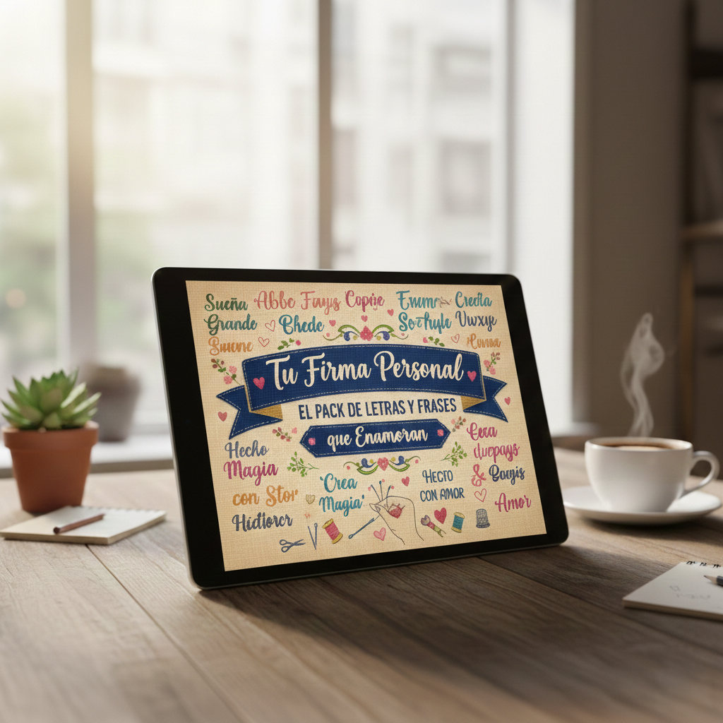Pack 'Firmas que Enamoran': 50+ Alfabetos y Frases Listas para Bordar